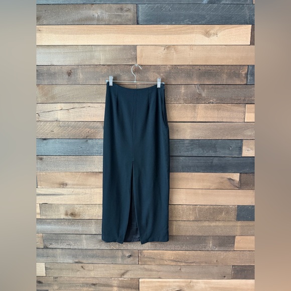 Vintage 90s Black Worsted Wool Midi Skirt Gantos Made In USA - Picture 3 of 10